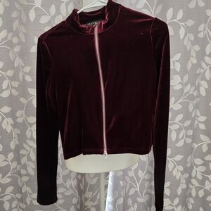 Velvet Bomber Jacket in Rich Burgundy